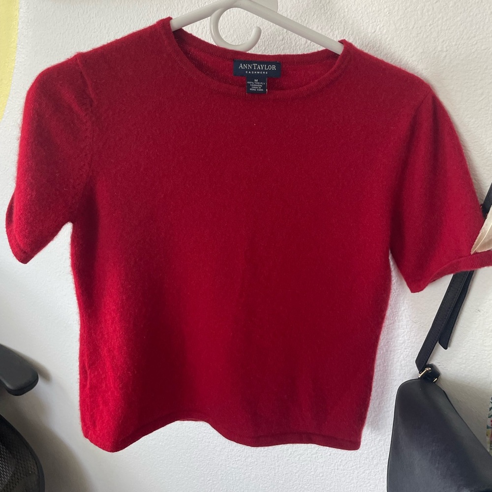 Ann Taylor Red Cashmere Top
